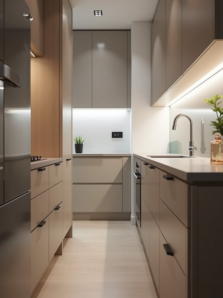 A modern kitchen incorporating a built-in vacuum system for seamless cleaning