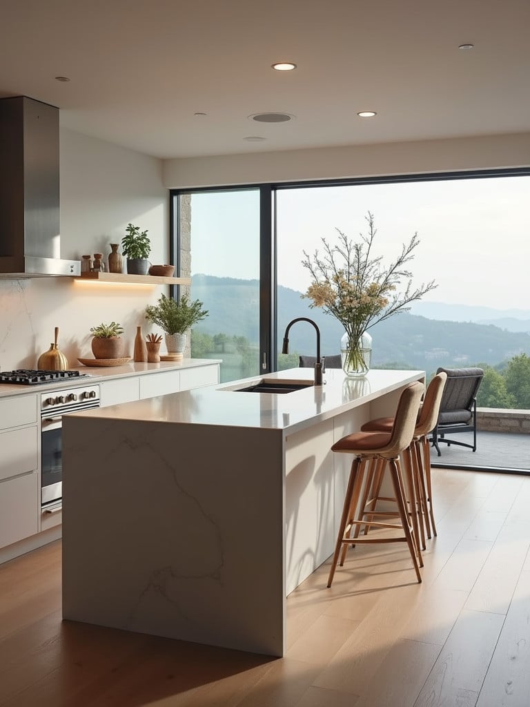 A kitchen island featuring a prep sink for increased utility and preparation efficiency