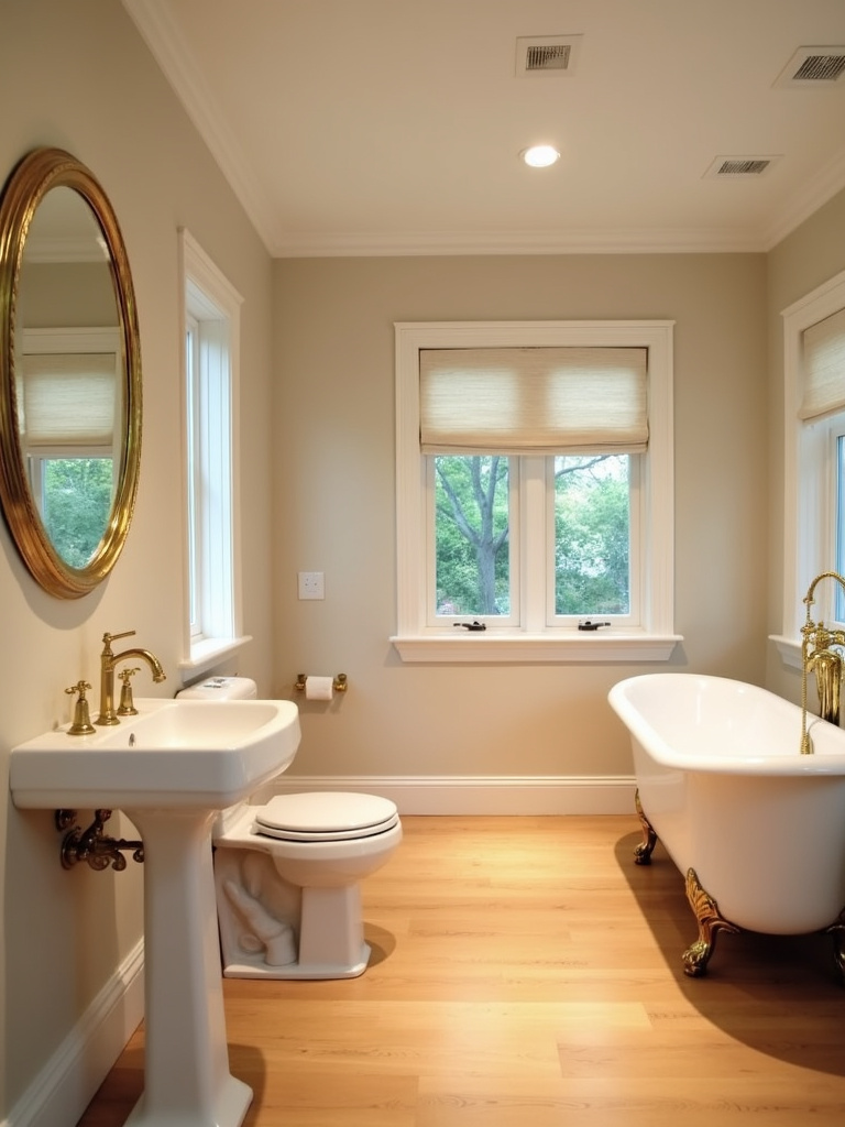 Bathroom with dimmable recessed lighting creating a relaxing and adaptable ambiance.