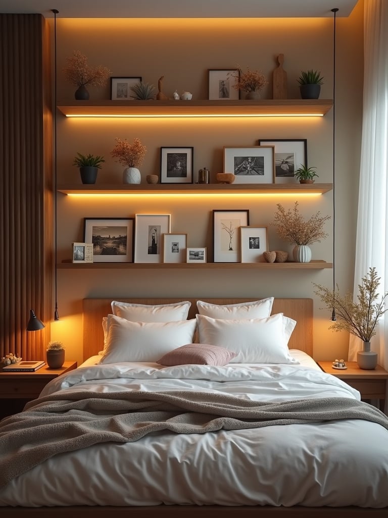 Bedroom styled with personal items and meaningful decor creating a cozy atmosphere.