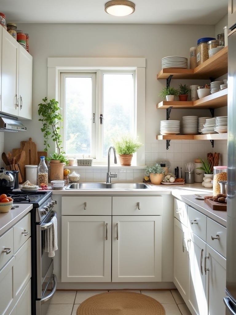 Before and after: Cluttered vs. decluttered small kitchen countertop