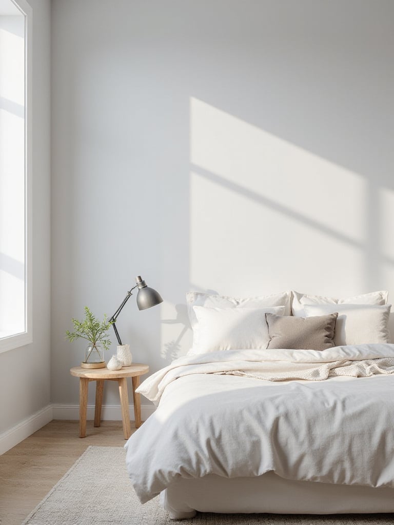 Clean and organized bedroom with a calming atmosphere