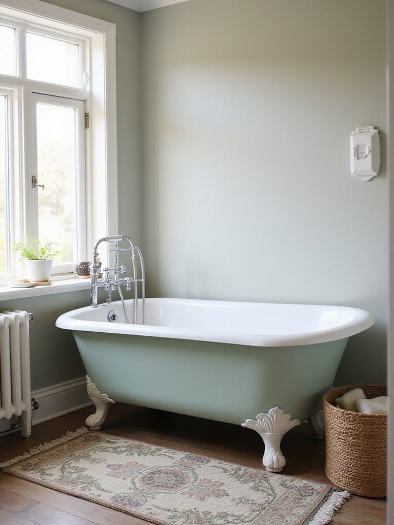 Classic clawfoot bathtub in a vintage-styled bathroom