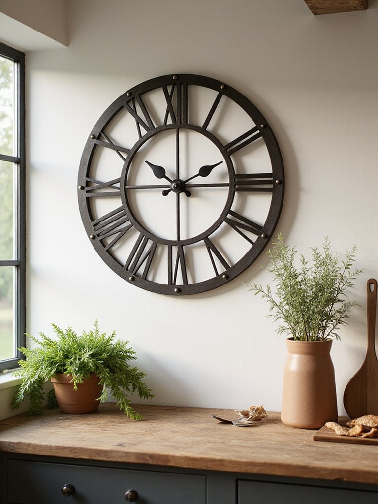 Stylish wall clock in a modern kitchen setting