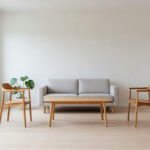 A well-balanced living room featuring Scandinavian furniture and open floor space following the Lagom design principle.